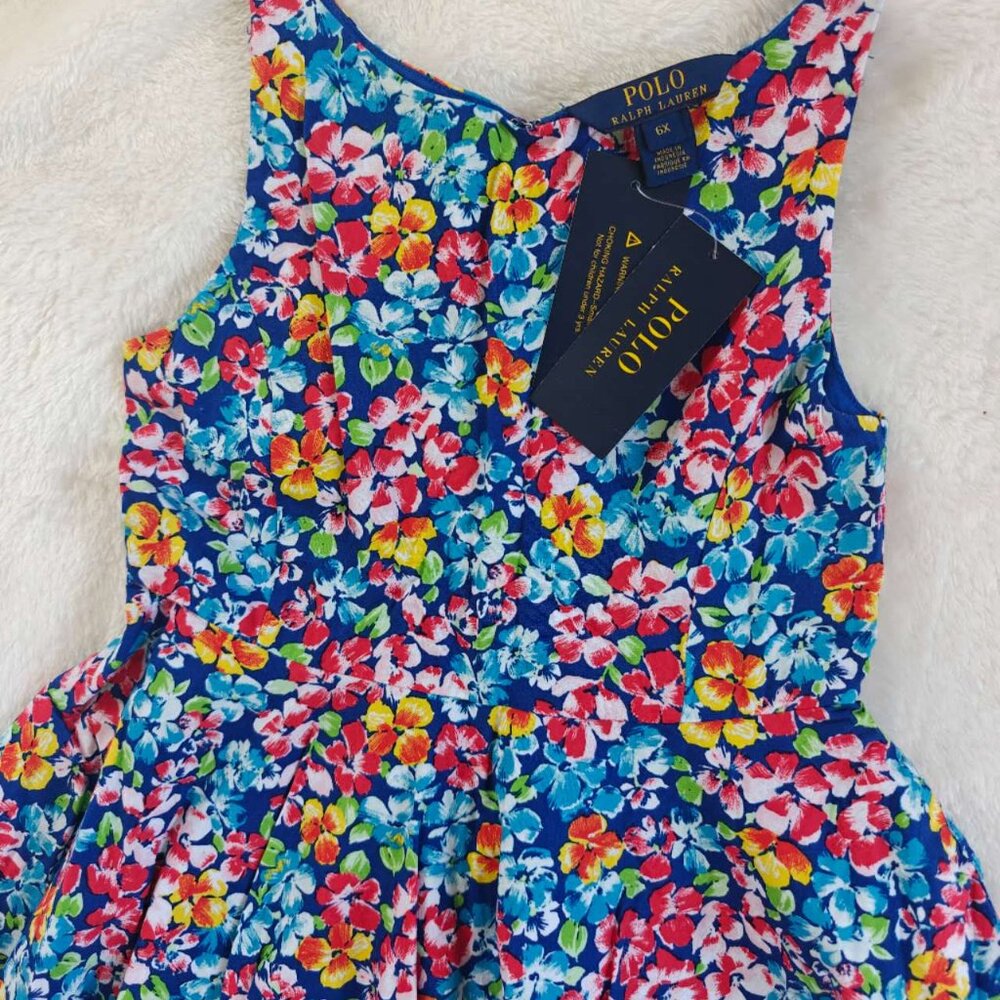 NWT Ralph Lauren Girl Multicolor Cotton Floral Fit & Flare Dress - Picture 5 of 5